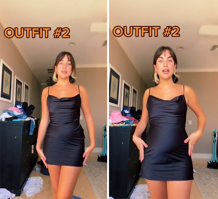 Woman Goes Viral For Her Demonstration Of How Eating Affects The Way You Look In Different Outfits Woman Goes Viral For Her Demonstration Of How Eating Affects The Way You Look In Different Outfits