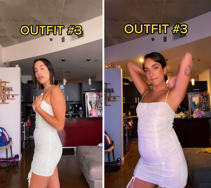 Woman Goes Viral For Her Demonstration Of How Eating Affects The Way You Look In Different Outfits Woman Goes Viral For Her Demonstration Of How Eating Affects The Way You Look In Different Outfits