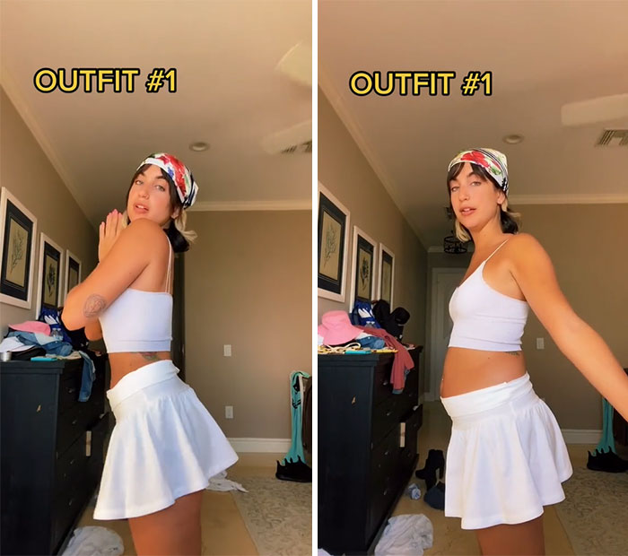 Woman Goes Viral For Her Demonstration Of How Eating Affects The Way You Look In Different Outfits Woman Goes Viral For Her Demonstration Of How Eating Affects The Way You Look In Different Outfits