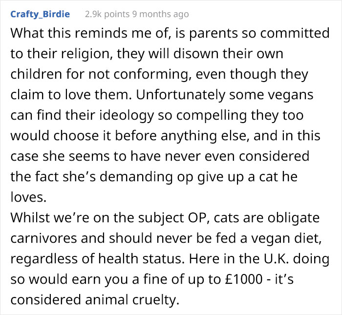 Man Gets An Ultimatum From His Vegan Girlfriend Who Demands He Give Away His Cat