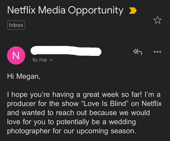 Photographer Shares Screenshots From Netflix’s ‘Love Is Blind’ Producer Who Offers Her Unpaid Work To Shoot 5 Weddings Photographer Shares Screenshots From Netflix’s ‘Love Is Blind’ Producer Who Offers Her Unpaid Work To Shoot 5 Weddings