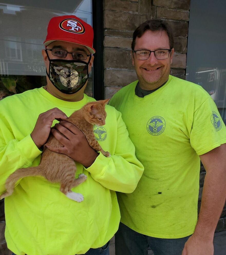 Two Unsuspecting Sanitation Workers Find A Cat In A Garbage Bag, Rescue Him, And Find Him A Shelter Two Unsuspecting Sanitation Workers Find A Cat In A Garbage Bag, Rescue Him, And Find Him A Shelter