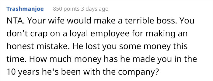 Man Sees His Wife Berating His Employee Who Made A Mistake, Reminds Her She’s “Not The Boss” And Tells Her To Leave