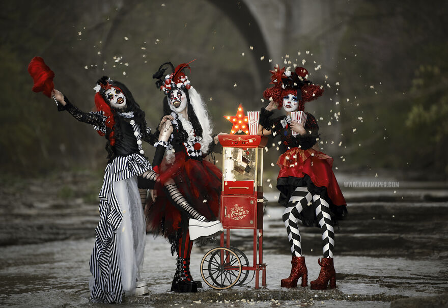 I Photographed A Dark Carnival Themed Photoshoot To Create Couture Clowns In Abandoned Creepy Nature (22 Pics)