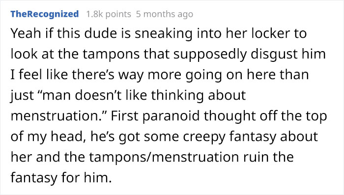 Male Colleague Complains About Seeing A ‘Disgusting’ Tampon Box In Woman’s Locker, So She Makes The Box Look Even More ‘Extra’ Male Colleague Complains About Seeing A ‘Disgusting’ Tampon Box In Woman’s Locker, So She Makes The Box Look Even More ‘Extra’