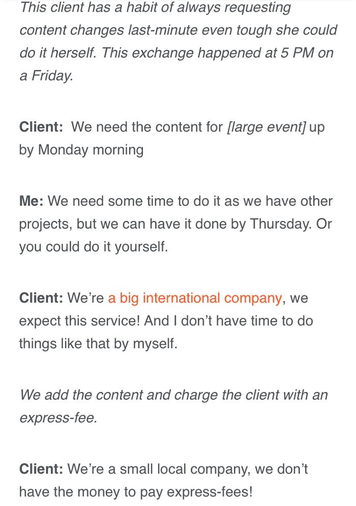 You Think Your Job Sucks? Then Take A Look At These 40 Employee Conversations With Clients From Hell (New Pics) You Think Your Job Sucks? Then Take A Look At These 40 Employee Conversations With Clients From Hell (New Pics)