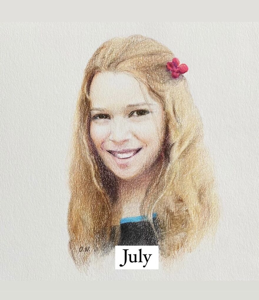 I Used Colored Pencils To Make 12 Portraits Of My Friends For A Whole Year