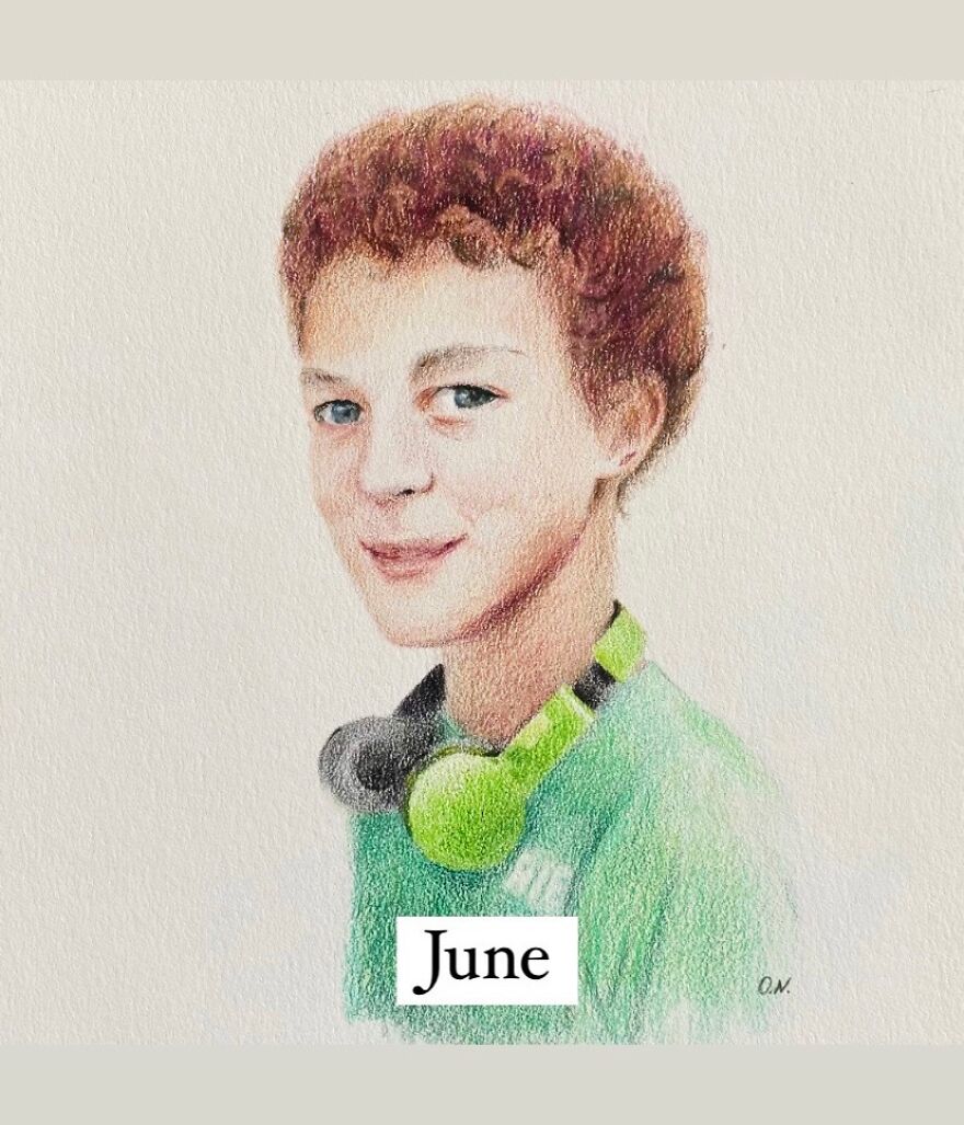 I Used Colored Pencils To Make 12 Portraits Of My Friends For A Whole Year