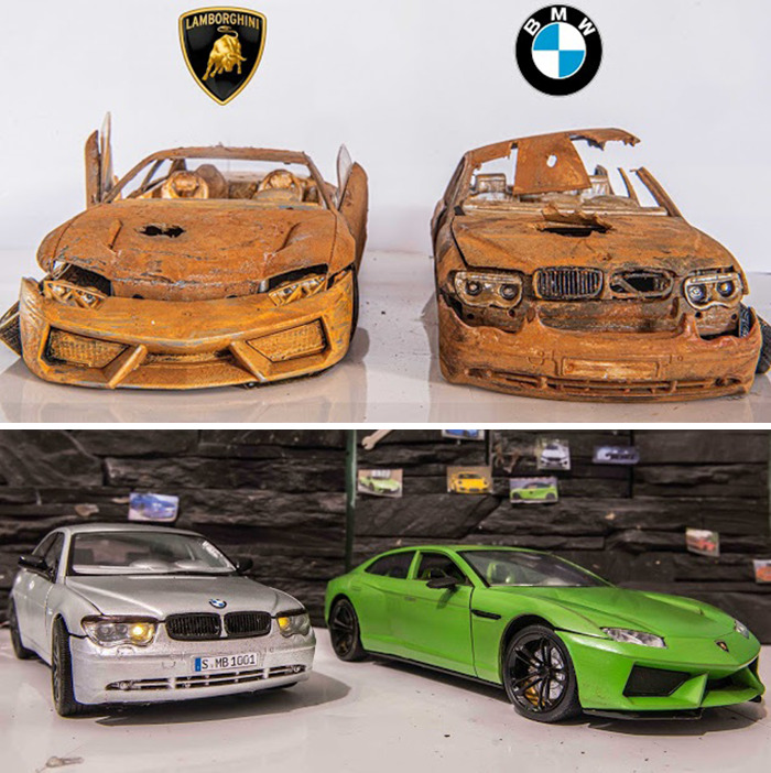 Artist Fully Restores Rusty And Abandoned Car Models, And Here Are His Best 17 Works Artist Fully Restores Rusty And Abandoned Car Models, And Here Are His Best 17 Works