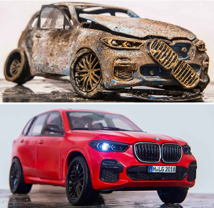 Artist Fully Restores Rusty And Abandoned Car Models, And Here Are His Best 17 Works Artist Fully Restores Rusty And Abandoned Car Models, And Here Are His Best 17 Works