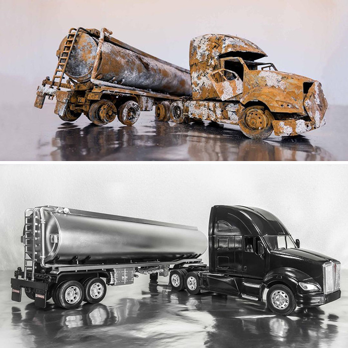 Artist Fully Restores Rusty And Abandoned Car Models, And Here Are His Best 17 Works Artist Fully Restores Rusty And Abandoned Car Models, And Here Are His Best 17 Works