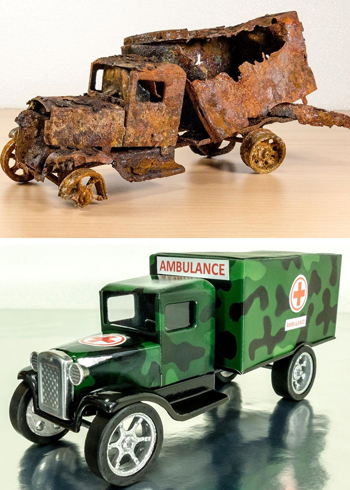 Artist Fully Restores Rusty And Abandoned Car Models, And Here Are His Best 17 Works Artist Fully Restores Rusty And Abandoned Car Models, And Here Are His Best 17 Works
