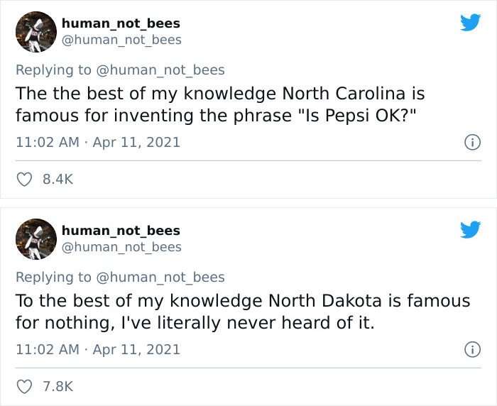 People Are Cracking Up Over This Thread Where A British Person Lists 50 American States And What They’re Famous For People Are Cracking Up Over This Thread Where A British Person Lists 50 American States And What They’re Famous For