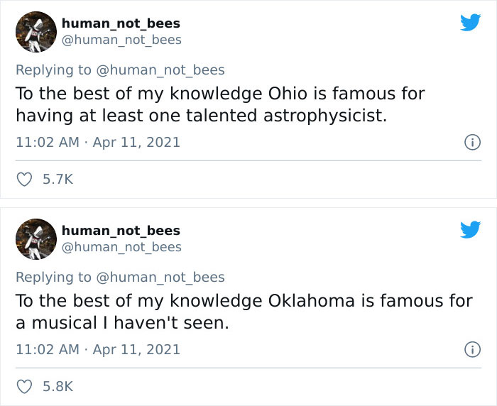 People Are Cracking Up Over This Thread Where A British Person Lists 50 American States And What They’re Famous For People Are Cracking Up Over This Thread Where A British Person Lists 50 American States And What They’re Famous For