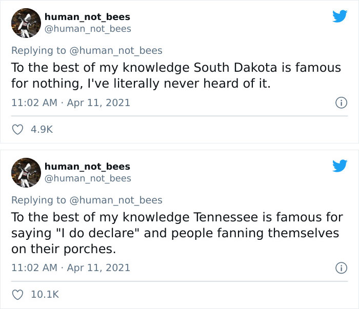People Are Cracking Up Over This Thread Where A British Person Lists 50 American States And What They’re Famous For People Are Cracking Up Over This Thread Where A British Person Lists 50 American States And What They’re Famous For