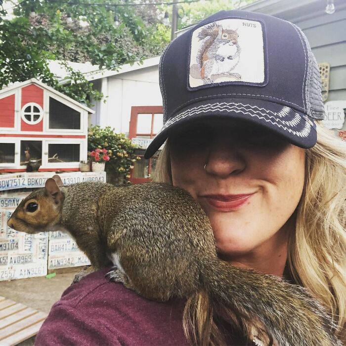 Woman Finds A Baby Squirrel On The Sidewalk And Gives Him A Second Chance At Life; Two Years Later, He Still Visits Her Garden Woman Finds A Baby Squirrel On The Sidewalk And Gives Him A Second Chance At Life; Two Years Later, He Still Visits Her Garden