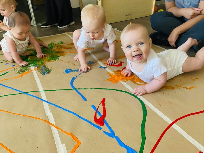 Nursery Sat Children Down For A Group Session Of Handpainting, And It Was Adorable Nursery Sat Children Down For A Group Session Of Handpainting, And It Was Adorable