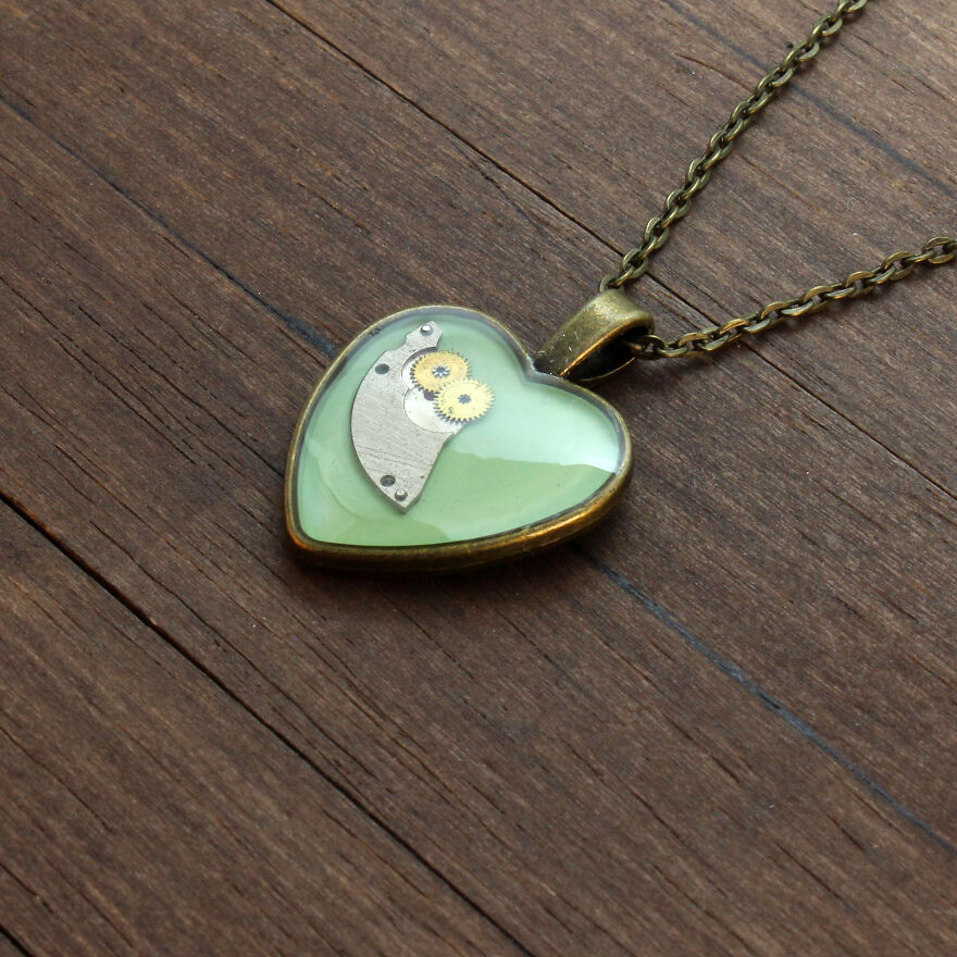 Unique Heart Pendants Collection I Made From Watch Parts In Steampunk Style For Valentine’s Day