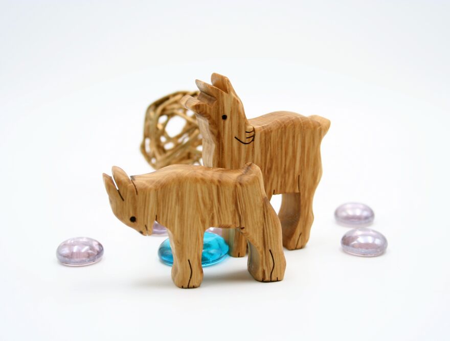 I Handmade Toy Animal Families From Natural Solid Wood I Handmade Toy Animal Families From Natural Solid Wood