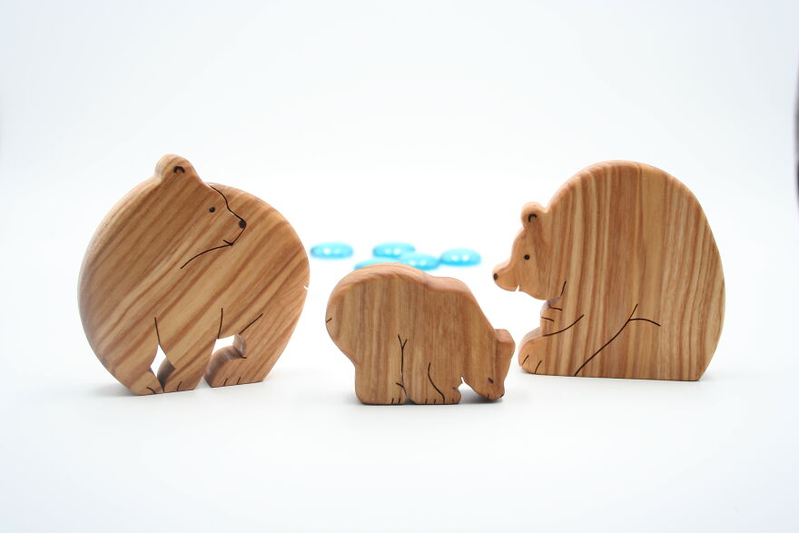 I Handmade Toy Animal Families From Natural Solid Wood I Handmade Toy Animal Families From Natural Solid Wood