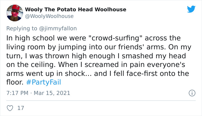 30 Hilariously Embarrassing Party Fail Stories That People Submitted For Jimmy Fallon’s Challenge 30 Hilariously Embarrassing Party Fail Stories That People Submitted For Jimmy Fallon’s Challenge