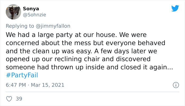 30 Hilariously Embarrassing Party Fail Stories That People Submitted For Jimmy Fallon’s Challenge 30 Hilariously Embarrassing Party Fail Stories That People Submitted For Jimmy Fallon’s Challenge