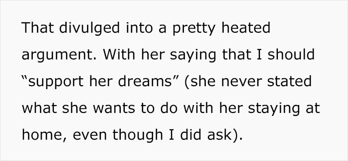 Woman Tells Her Fiancé She Wants To Be A Stay-At-Home Wife, And They Get Into A Heated Argument Woman Tells Her Fiancé She Wants To Be A Stay-At-Home Wife, And They Get Into A Heated Argument