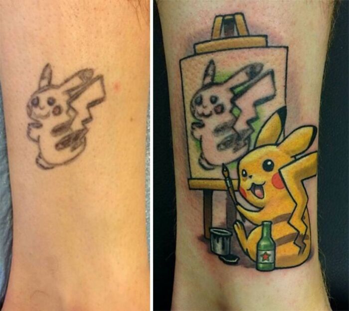 30 Times Tattoo Artists Covered Up Tattoo Regrets With Something Cool, As Shared In This Online Group