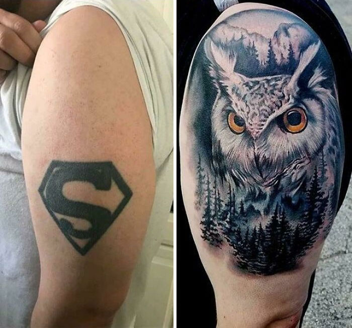 30 Times Tattoo Artists Covered Up Tattoo Regrets With Something Cool, As Shared In This Online Group