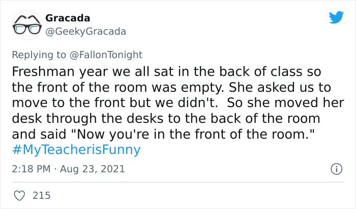 People Are Sharing Funny, Weird, And Embarrassing Stories About Their Teachers For Jimmy Fallon’s Challenge (40 Pics) People Are Sharing Funny, Weird, And Embarrassing Stories About Their Teachers For Jimmy Fallon’s Challenge (40 Pics)