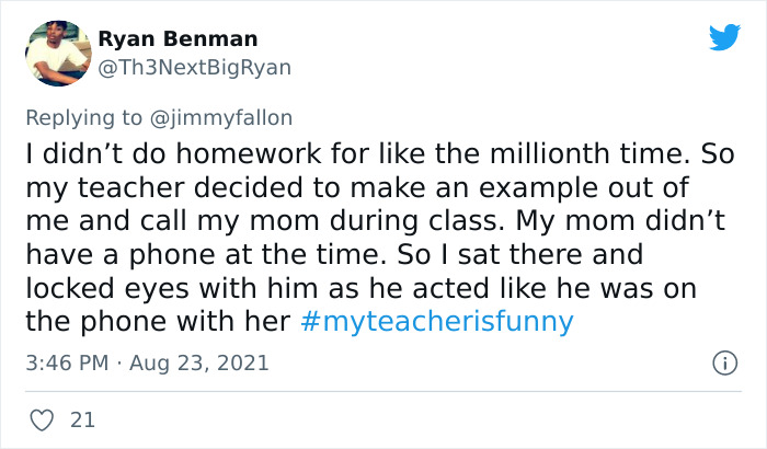 People Are Sharing Funny, Weird, And Embarrassing Stories About Their Teachers For Jimmy Fallon’s Challenge (40 Pics) People Are Sharing Funny, Weird, And Embarrassing Stories About Their Teachers For Jimmy Fallon’s Challenge (40 Pics)