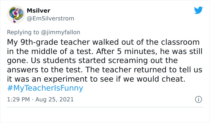 People Are Sharing Funny, Weird, And Embarrassing Stories About Their Teachers For Jimmy Fallon’s Challenge (40 Pics) People Are Sharing Funny, Weird, And Embarrassing Stories About Their Teachers For Jimmy Fallon’s Challenge (40 Pics)