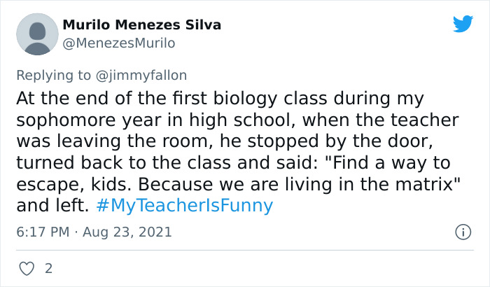 People Are Sharing Funny, Weird, And Embarrassing Stories About Their Teachers For Jimmy Fallon’s Challenge (40 Pics) People Are Sharing Funny, Weird, And Embarrassing Stories About Their Teachers For Jimmy Fallon’s Challenge (40 Pics)
