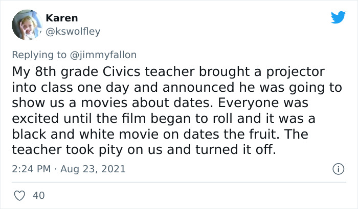 People Are Sharing Funny, Weird, And Embarrassing Stories About Their Teachers For Jimmy Fallon’s Challenge (40 Pics) People Are Sharing Funny, Weird, And Embarrassing Stories About Their Teachers For Jimmy Fallon’s Challenge (40 Pics)