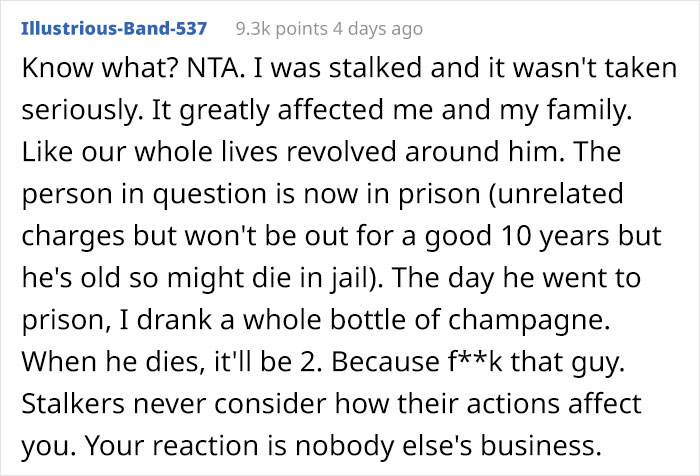 Woman Throws A “Death-Day” Party After Learning Her Stalker That’s Been Tormenting Her For Years Is Dead, Gets Called Out Woman Throws A “Death-Day” Party After Learning Her Stalker That’s Been Tormenting Her For Years Is Dead, Gets Called Out