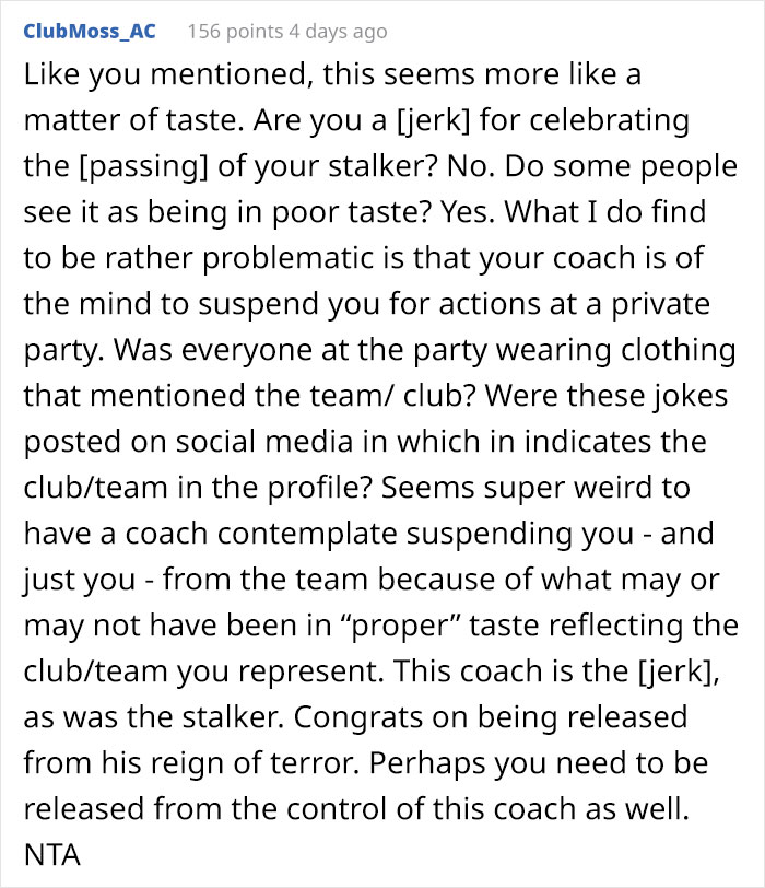 Woman Throws A “Death-Day” Party After Learning Her Stalker That’s Been Tormenting Her For Years Is Dead, Gets Called Out Woman Throws A “Death-Day” Party After Learning Her Stalker That’s Been Tormenting Her For Years Is Dead, Gets Called Out