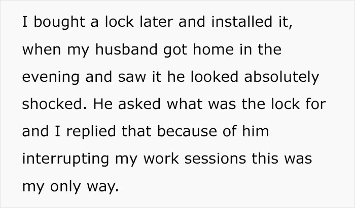 Unemployed Husband Keeps Interrupting His Working Wife With Requests And Chores, So She Installs A Lock, Sparks Family Drama Unemployed Husband Keeps Interrupting His Working Wife With Requests And Chores, So She Installs A Lock, Sparks Family Drama