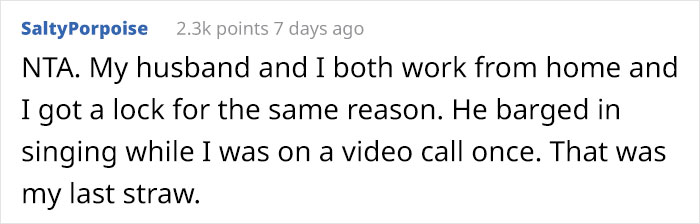 Unemployed Husband Keeps Interrupting His Working Wife With Requests And Chores, So She Installs A Lock, Sparks Family Drama Unemployed Husband Keeps Interrupting His Working Wife With Requests And Chores, So She Installs A Lock, Sparks Family Drama