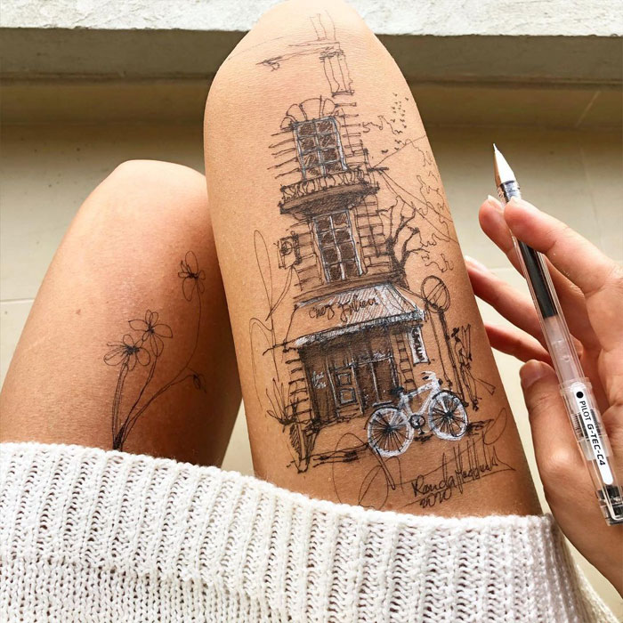 Artist Uses Her Own Thighs As A Canvas And Creates Stunning Ink Drawings (30 Pics) Artist Uses Her Own Thighs As A Canvas And Creates Stunning Ink Drawings (30 Pics)