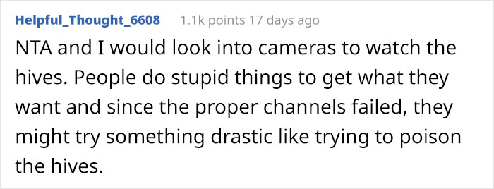 Neighbors Stand Up Against Beekeeper After They Refuse To Give Up Their Hobby For A Neighbor’s Allergic Kid’s Sake Neighbors Stand Up Against Beekeeper After They Refuse To Give Up Their Hobby For A Neighbor’s Allergic Kid’s Sake
