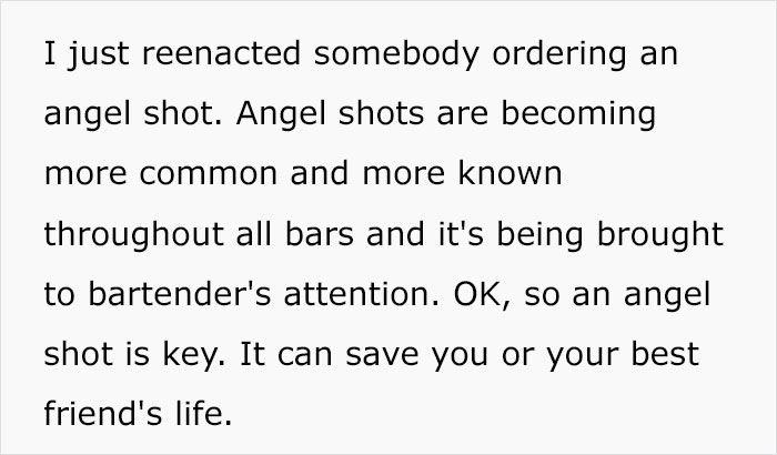 Bartender Explains What Different “Angel Shots” Mean And How Ordering One Can Save Someone From A Bad Situation Bartender Explains What Different “Angel Shots” Mean And How Ordering One Can Save Someone From A Bad Situation