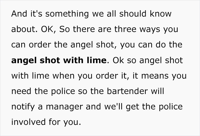 Bartender Explains What Different “Angel Shots” Mean And How Ordering One Can Save Someone From A Bad Situation Bartender Explains What Different “Angel Shots” Mean And How Ordering One Can Save Someone From A Bad Situation
