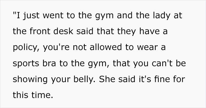 Woman Violates A Gym’s Dress Code By Wearing A Sports Bra, Gets Fat-Shamed By The Staff And Kicked Out Woman Violates A Gym’s Dress Code By Wearing A Sports Bra, Gets Fat-Shamed By The Staff And Kicked Out