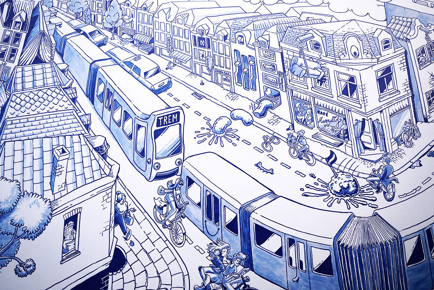 I Painted A Beautiful Mural Inspired By Amsterdam And Delft Blue Style I Painted A Beautiful Mural Inspired By Amsterdam And Delft Blue Style