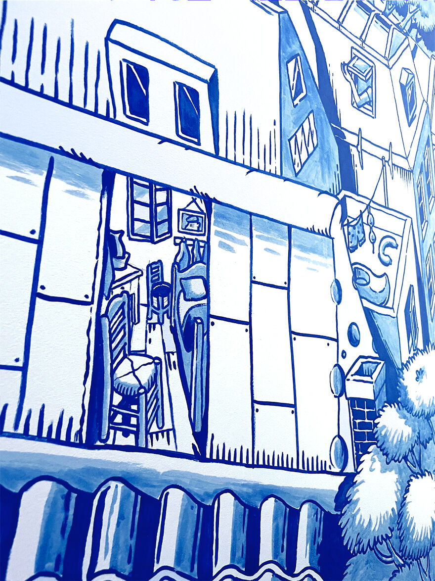 I Painted A Beautiful Mural Inspired By Amsterdam And Delft Blue Style I Painted A Beautiful Mural Inspired By Amsterdam And Delft Blue Style