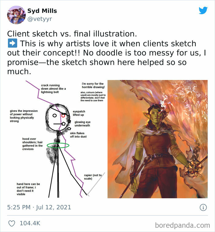Artists Share What Sketches They Got From Their Clients Vs. What They Delivered And People Love Seeing The Comparison Artists Share What Sketches They Got From Their Clients Vs. What They Delivered And People Love Seeing The Comparison