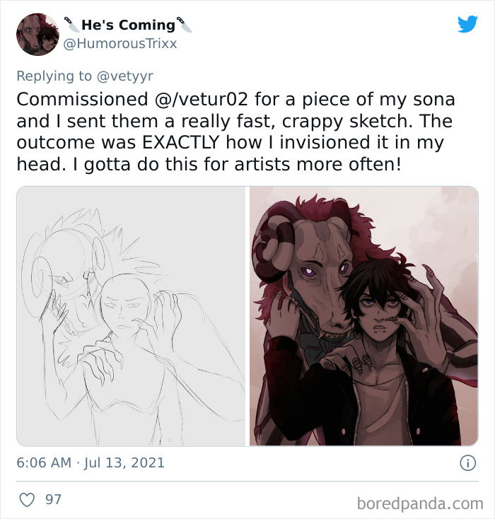 Artists Share What Sketches They Got From Their Clients Vs. What They Delivered And People Love Seeing The Comparison Artists Share What Sketches They Got From Their Clients Vs. What They Delivered And People Love Seeing The Comparison