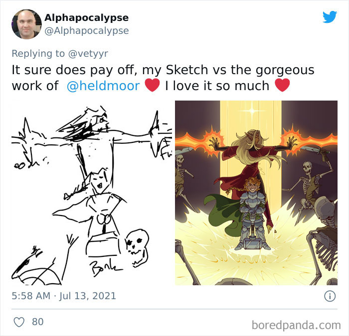 Artists Share What Sketches They Got From Their Clients Vs. What They Delivered And People Love Seeing The Comparison Artists Share What Sketches They Got From Their Clients Vs. What They Delivered And People Love Seeing The Comparison