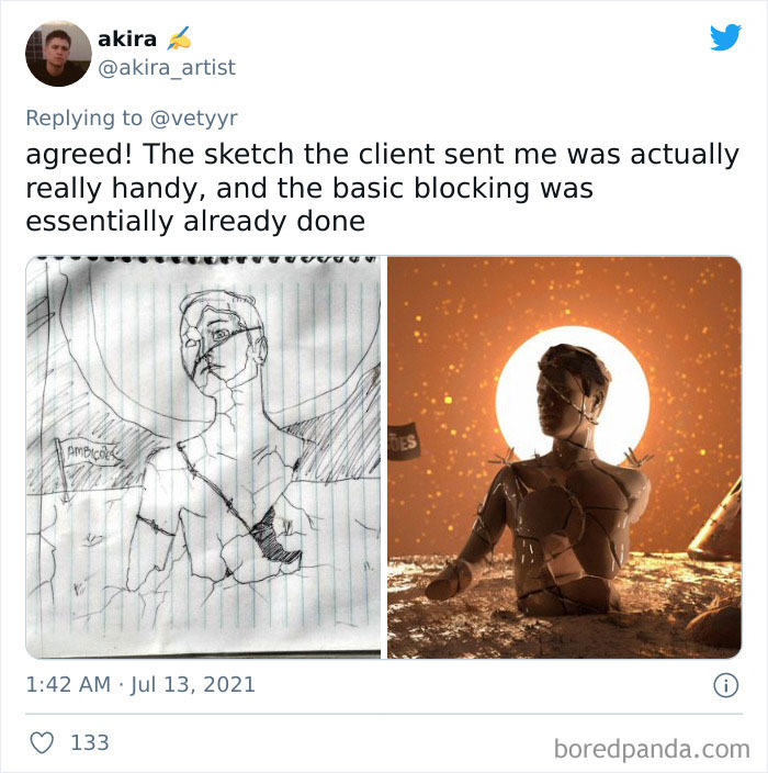 Artists Share What Sketches They Got From Their Clients Vs. What They Delivered And People Love Seeing The Comparison Artists Share What Sketches They Got From Their Clients Vs. What They Delivered And People Love Seeing The Comparison