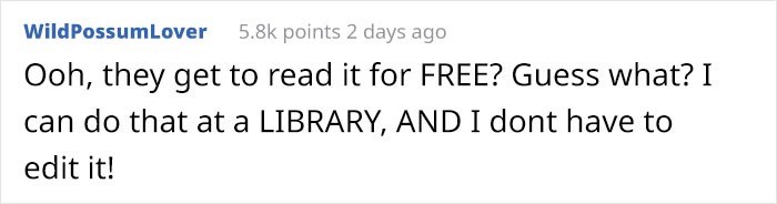 Overly-Confident Writer Is So Sure Her Book Is Going To Be A Best-Seller, Asks An Editor To Edit It For Free Overly-Confident Writer Is So Sure Her Book Is Going To Be A Best-Seller, Asks An Editor To Edit It For Free